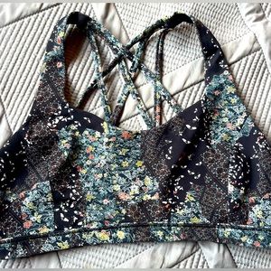 lululemon Free To Be Serene bra - size 10 - black w/floral/paisley/butterfly